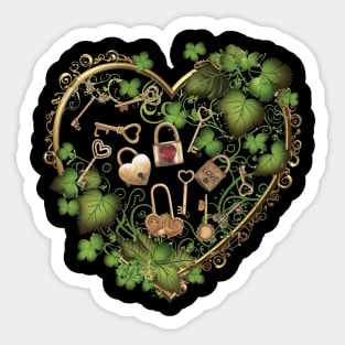 Locks of Love - Vintage Keys in a Celtic Floral Heart Sticker